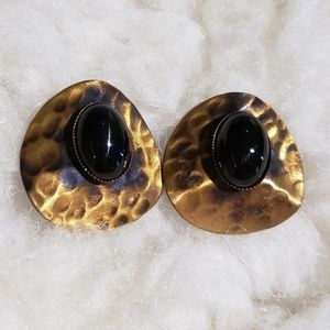 Copper & Black Faux Stone Earrings